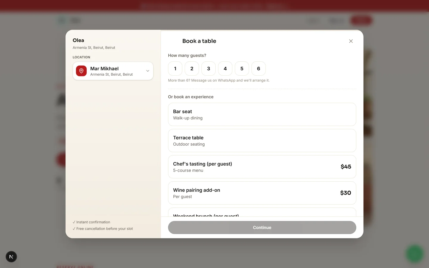 The guests-first reservation modal